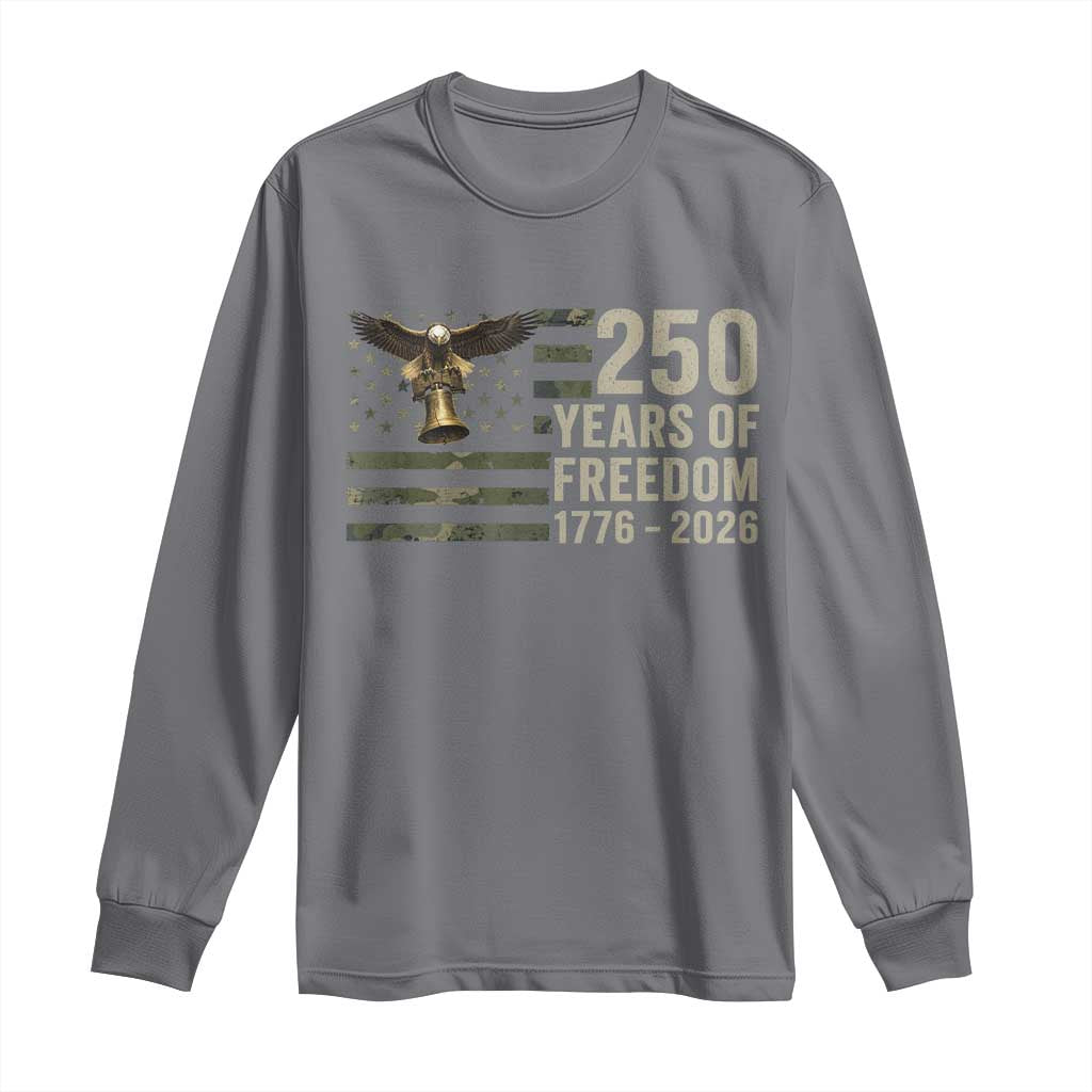 250th Anniversary Long Sleeve Shirt 1776 2026 250 Years Birthday Patriotic Camouflage USA Flag TS10 Charcoal Print Your Wear