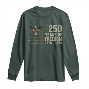 250th Anniversary Long Sleeve Shirt 1776 2026 250 Years Birthday Patriotic Camouflage USA Flag TS10 Dark Forest Green Print Your Wear