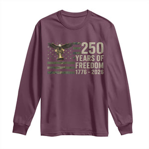 250th Anniversary Long Sleeve Shirt 1776 2026 250 Years Birthday Patriotic Camouflage USA Flag TS10 Maroon Print Your Wear