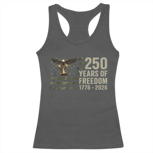 250th Anniversary Racerback Tank Top 1776 2026 250 Years Birthday Patriotic Camouflage USA Flag TS10 Dark Heather Print Your Wear
