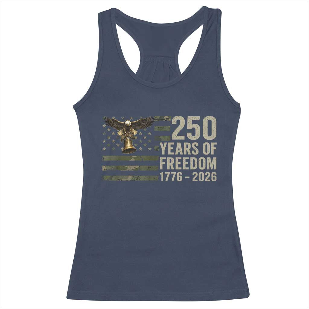 250th Anniversary Racerback Tank Top 1776 2026 250 Years Birthday Patriotic Camouflage USA Flag TS10 Navy Print Your Wear