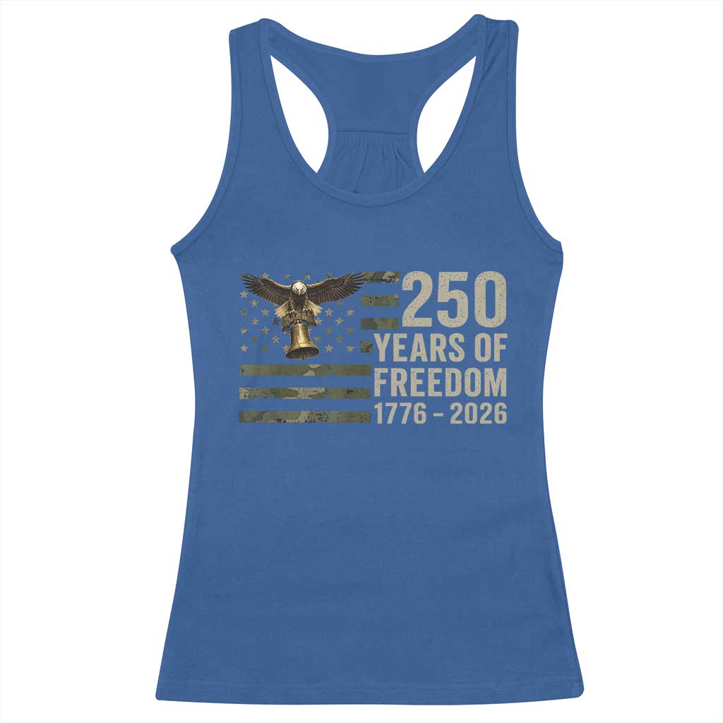 250th Anniversary Racerback Tank Top 1776 2026 250 Years Birthday Patriotic Camouflage USA Flag TS10 Royal Blue Print Your Wear