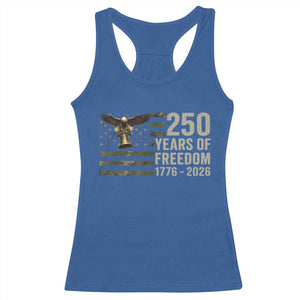 250th Anniversary Racerback Tank Top 1776 2026 250 Years Birthday Patriotic Camouflage USA Flag TS10 Royal Blue Print Your Wear