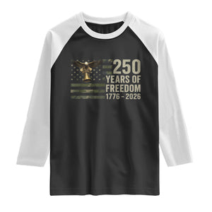 250th Anniversary Raglan Shirt 1776 2026 250 Years Birthday Patriotic Camouflage USA Flag TS10 Black White Print Your Wear