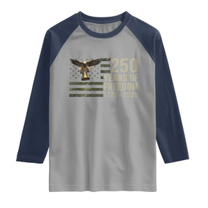 250th Anniversary Raglan Shirt 1776 2026 250 Years Birthday Patriotic Camouflage USA Flag TS10 Sport Gray Navy Print Your Wear