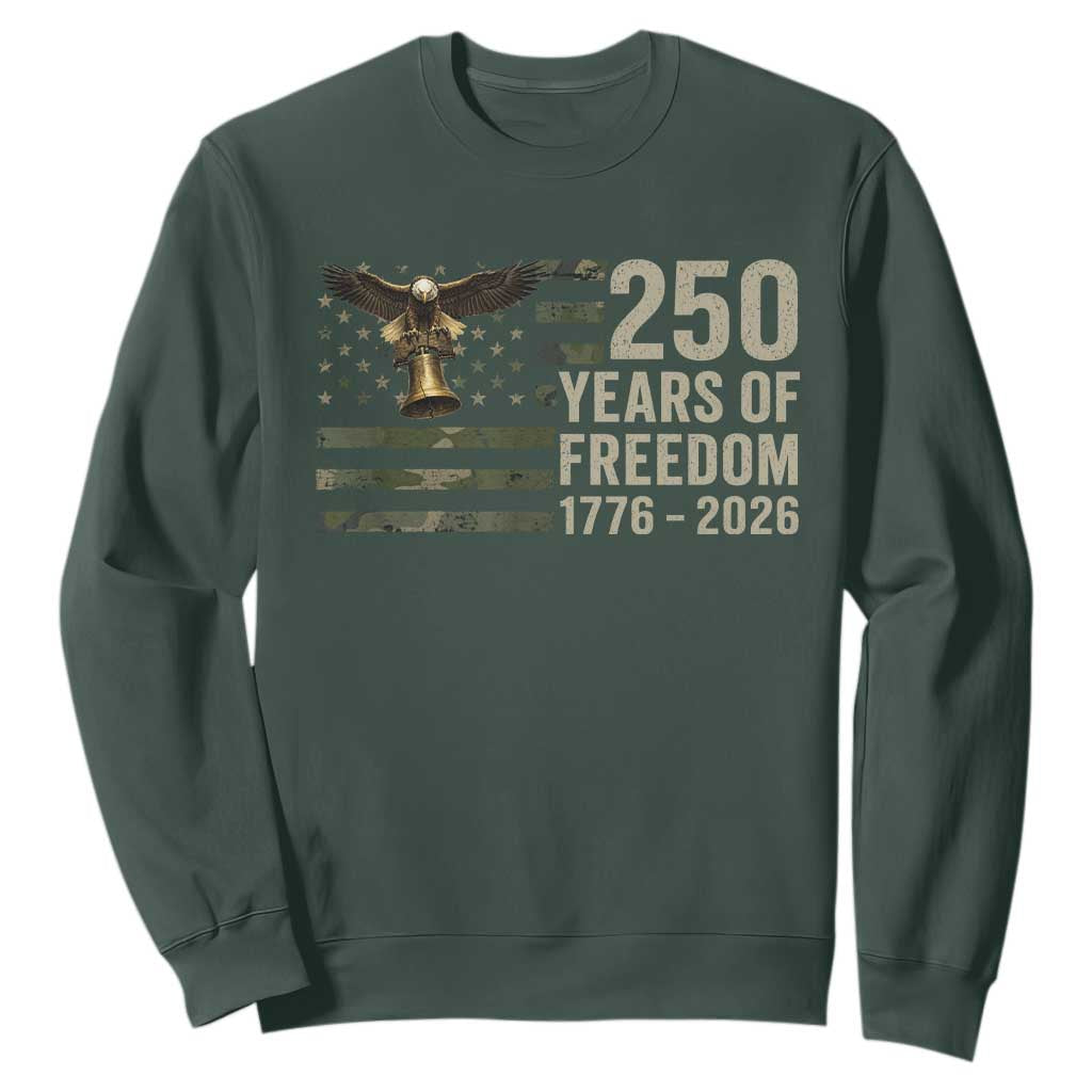 250th Anniversary Sweatshirt 1776 2026 250 Years Birthday Patriotic Camouflage USA Flag TS10 Dark Forest Green Print Your Wear