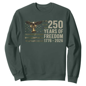 250th Anniversary Sweatshirt 1776 2026 250 Years Birthday Patriotic Camouflage USA Flag TS10 Dark Forest Green Print Your Wear