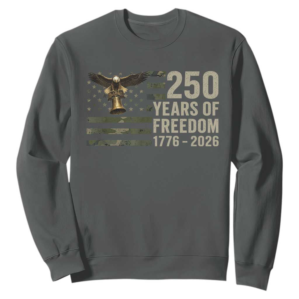 250th Anniversary Sweatshirt 1776 2026 250 Years Birthday Patriotic Camouflage USA Flag TS10 Dark Heather Print Your Wear