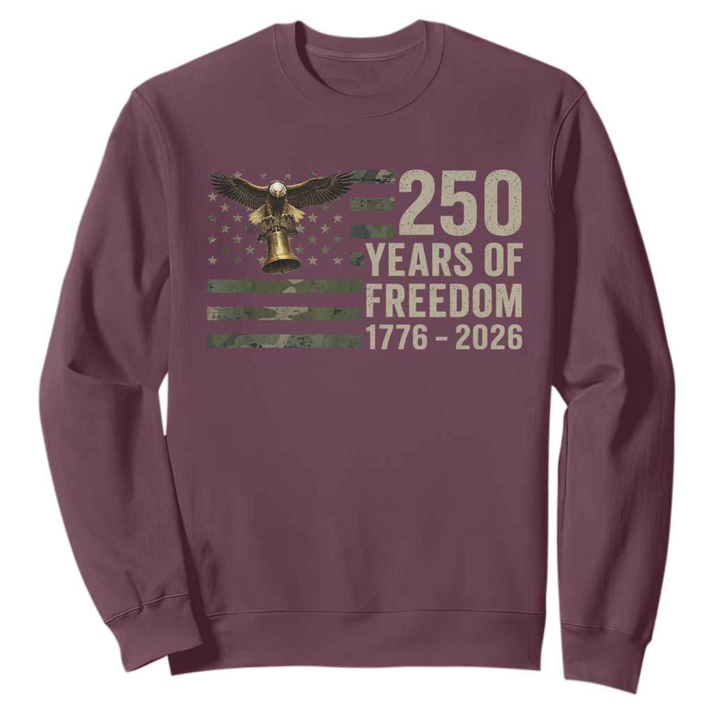 250th Anniversary Sweatshirt 1776 2026 250 Years Birthday Patriotic Camouflage USA Flag TS10 Maroon Print Your Wear