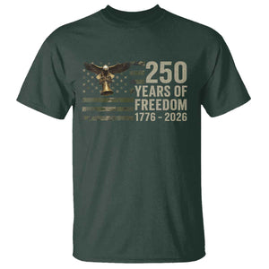 250th Anniversary T Shirt 1776 2026 250 Years Birthday Patriotic Camouflage USA Flag TS10 Dark Forest Green Print Your Wear