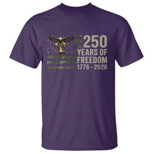 250th Anniversary T Shirt 1776 2026 250 Years Birthday Patriotic Camouflage USA Flag TS10 Purple Print Your Wear
