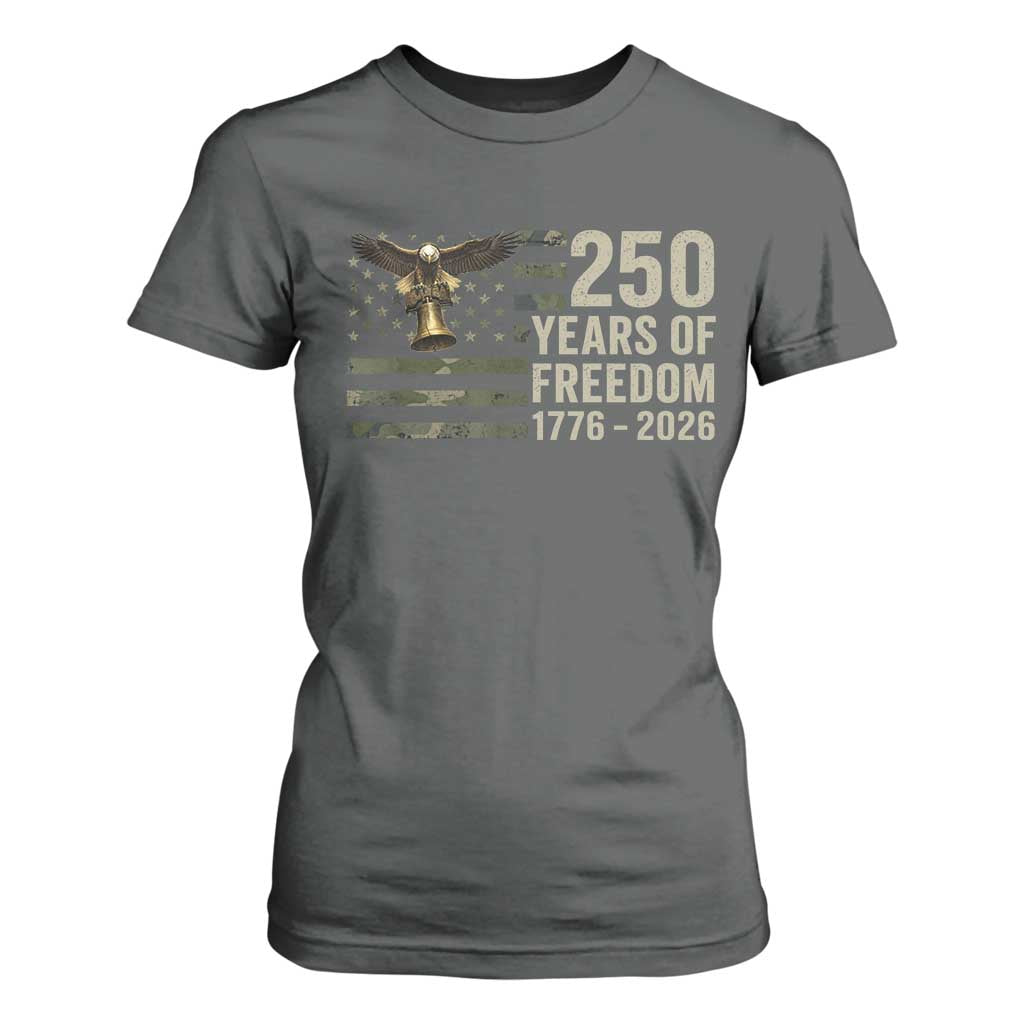 250th Anniversary T Shirt For Women 1776 2026 250 Years Birthday Patriotic Camouflage USA Flag TS10 Dark Heather Print Your Wear
