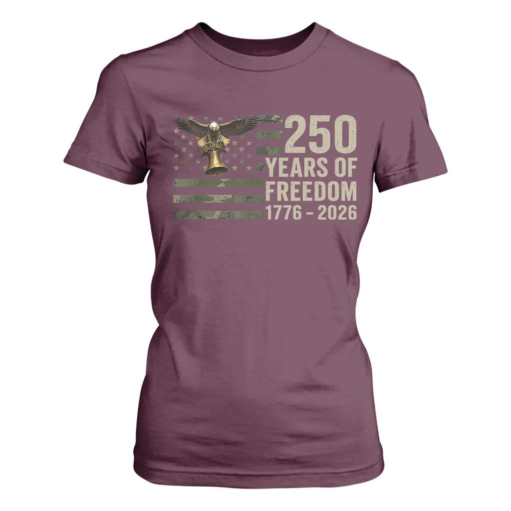 250th Anniversary T Shirt For Women 1776 2026 250 Years Birthday Patriotic Camouflage USA Flag TS10 Maroon Print Your Wear