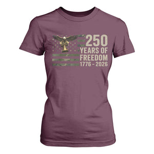 250th Anniversary T Shirt For Women 1776 2026 250 Years Birthday Patriotic Camouflage USA Flag TS10 Maroon Print Your Wear