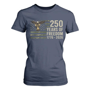 250th Anniversary T Shirt For Women 1776 2026 250 Years Birthday Patriotic Camouflage USA Flag TS10 Navy Print Your Wear
