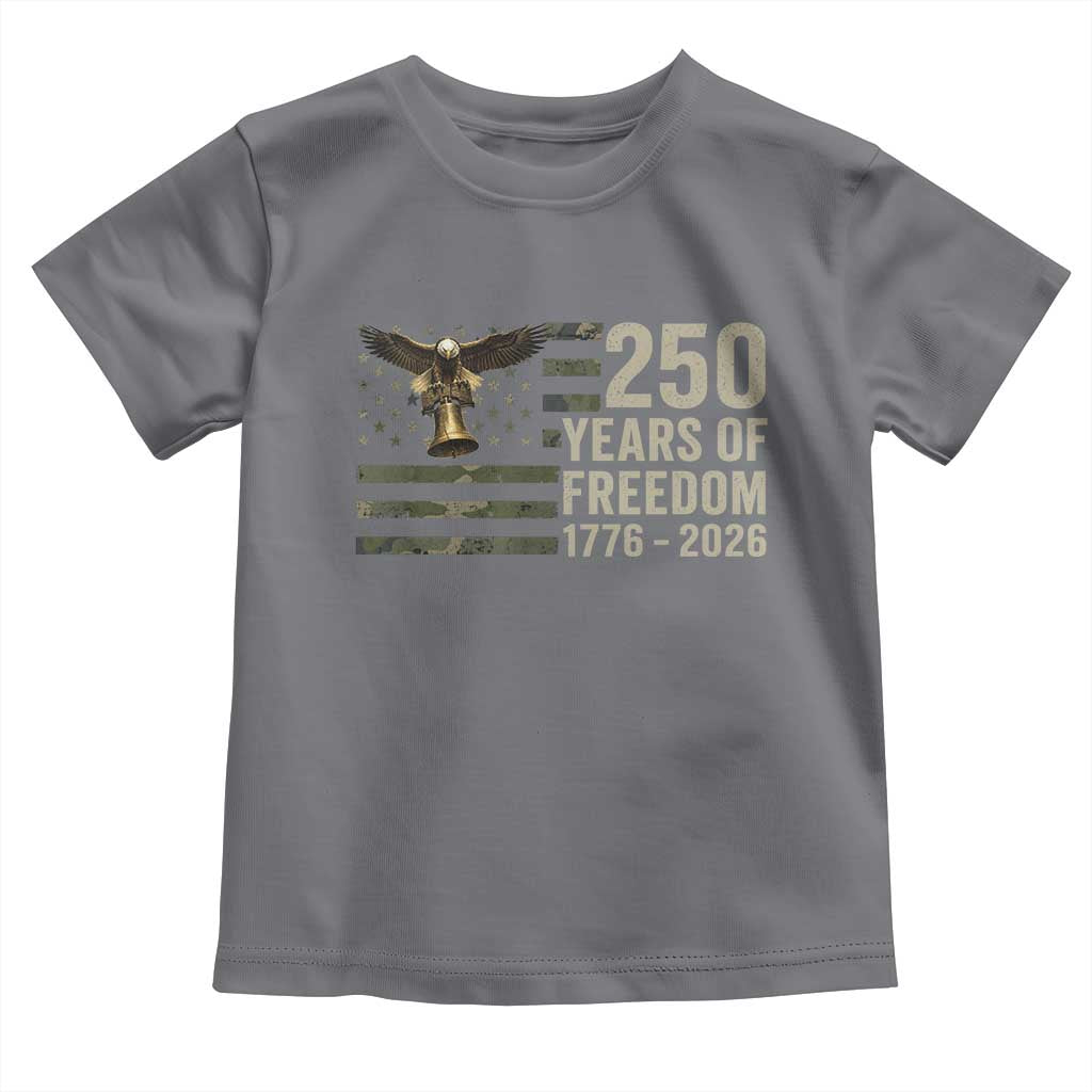 250th Anniversary Toddler T Shirt 1776 2026 250 Years Birthday Patriotic Camouflage USA Flag TS10 Charcoal Print Your Wear