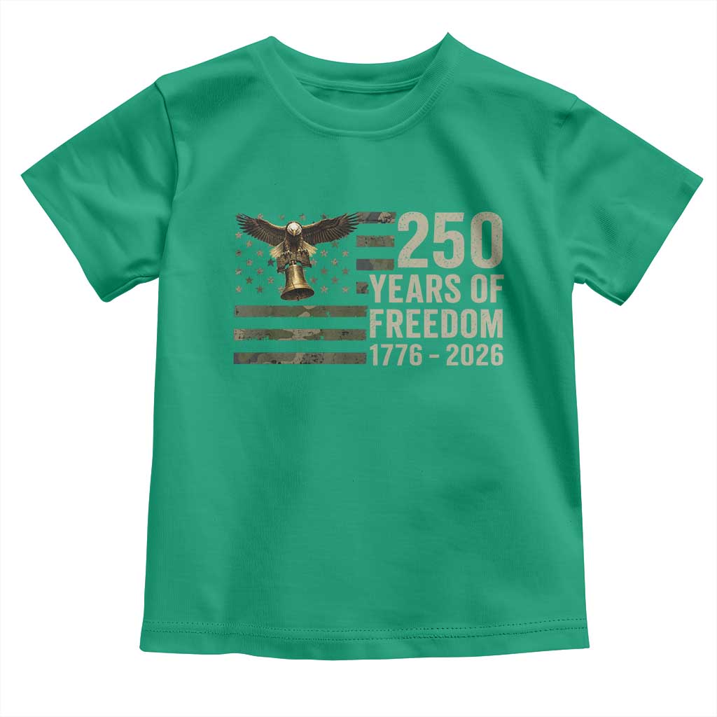 250th Anniversary Toddler T Shirt 1776 2026 250 Years Birthday Patriotic Camouflage USA Flag TS10 Irish Green Print Your Wear