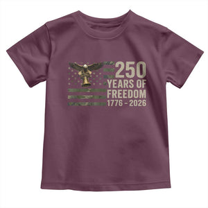 250th Anniversary Toddler T Shirt 1776 2026 250 Years Birthday Patriotic Camouflage USA Flag TS10 Maroon Print Your Wear