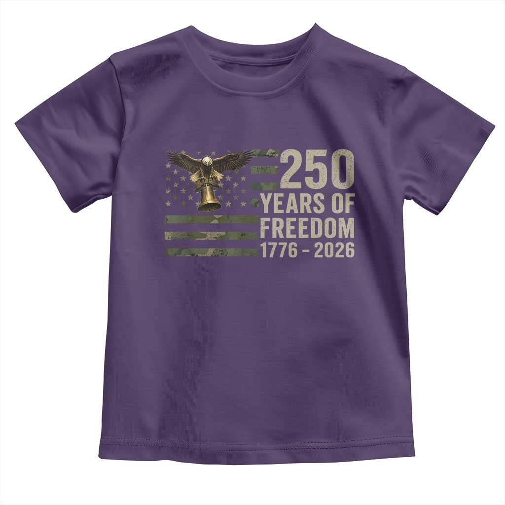 250th Anniversary Toddler T Shirt 1776 2026 250 Years Birthday Patriotic Camouflage USA Flag TS10 Purple Print Your Wear