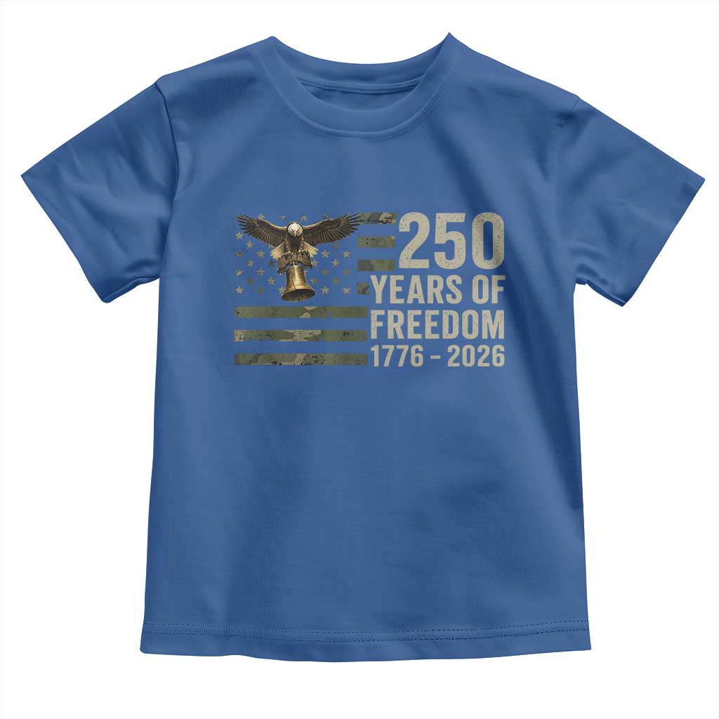 250th Anniversary Toddler T Shirt 1776 2026 250 Years Birthday Patriotic Camouflage USA Flag TS10 Royal Blue Print Your Wear