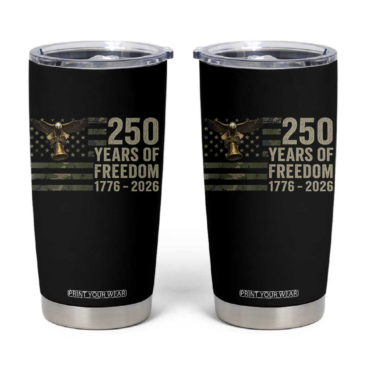 250th Anniversary Tumbler Cup 1776 2026 250 Years Birthday Patriotic Camouflage USA Flag TS10 Black Print Your Wear