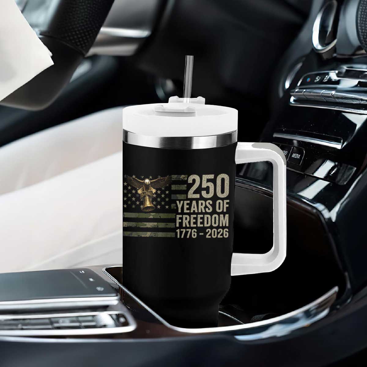 250th Anniversary Tumbler With Handle 1776 2026 250 Years Birthday Patriotic Camouflage USA Flag TS10 Print Your Wear