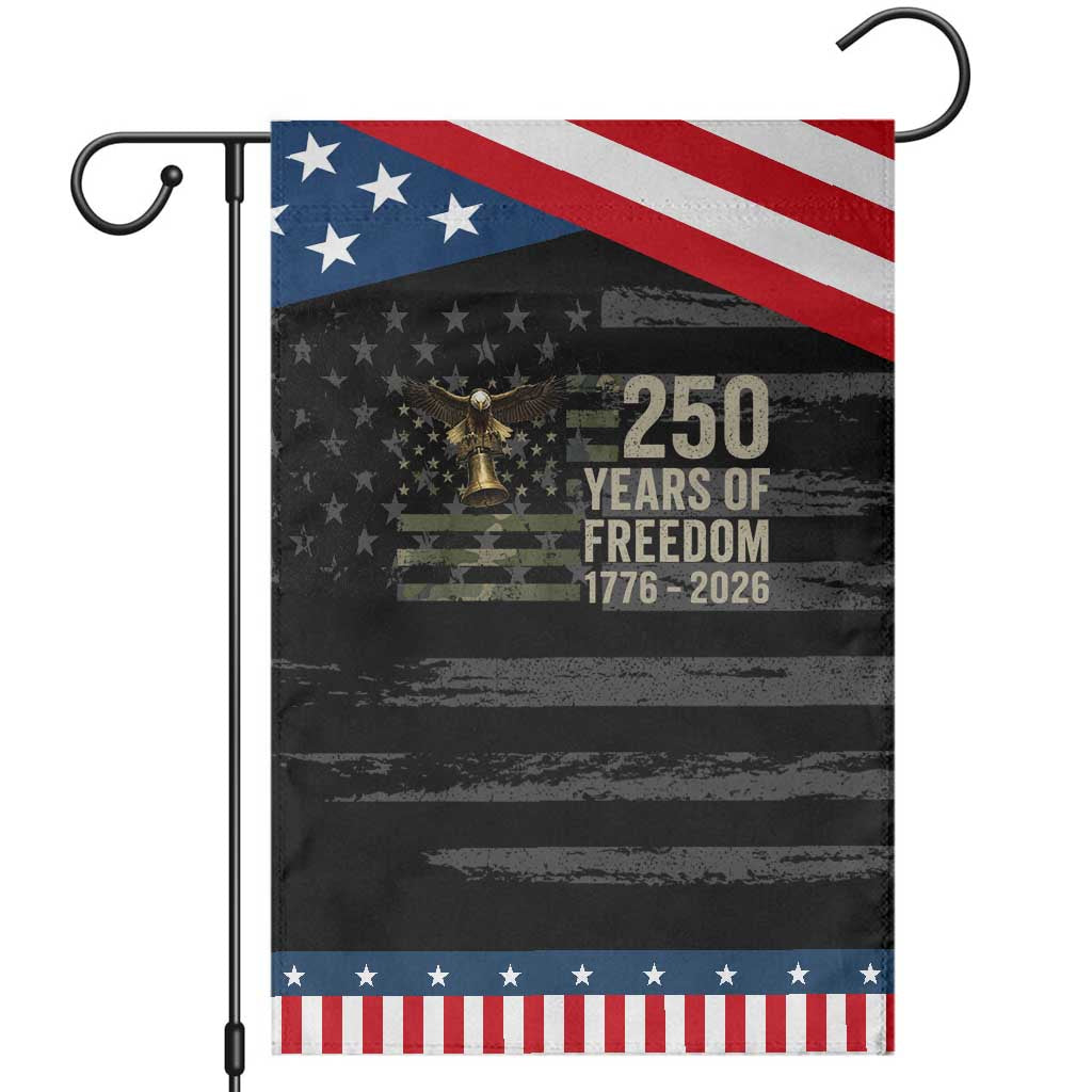250th Anniversary Patriotic Garden Flag 1776 2026 250 Years Birthday Patriotic Camouflage USA Flag TS10 Distressed Black Blue Print Your Wear