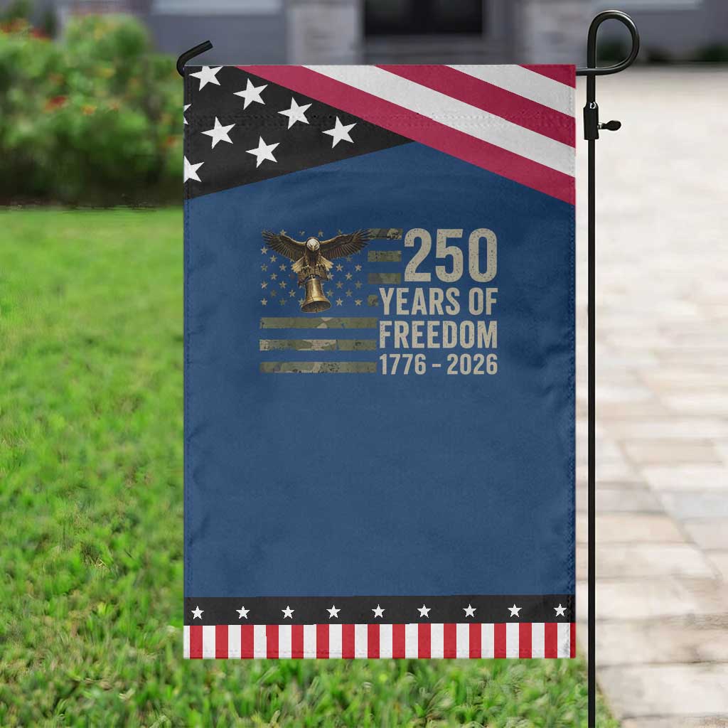 250th Anniversary Patriotic Garden Flag 1776 2026 250 Years Birthday Patriotic Camouflage USA Flag TS10 Classic Blue Black Print Your Wear