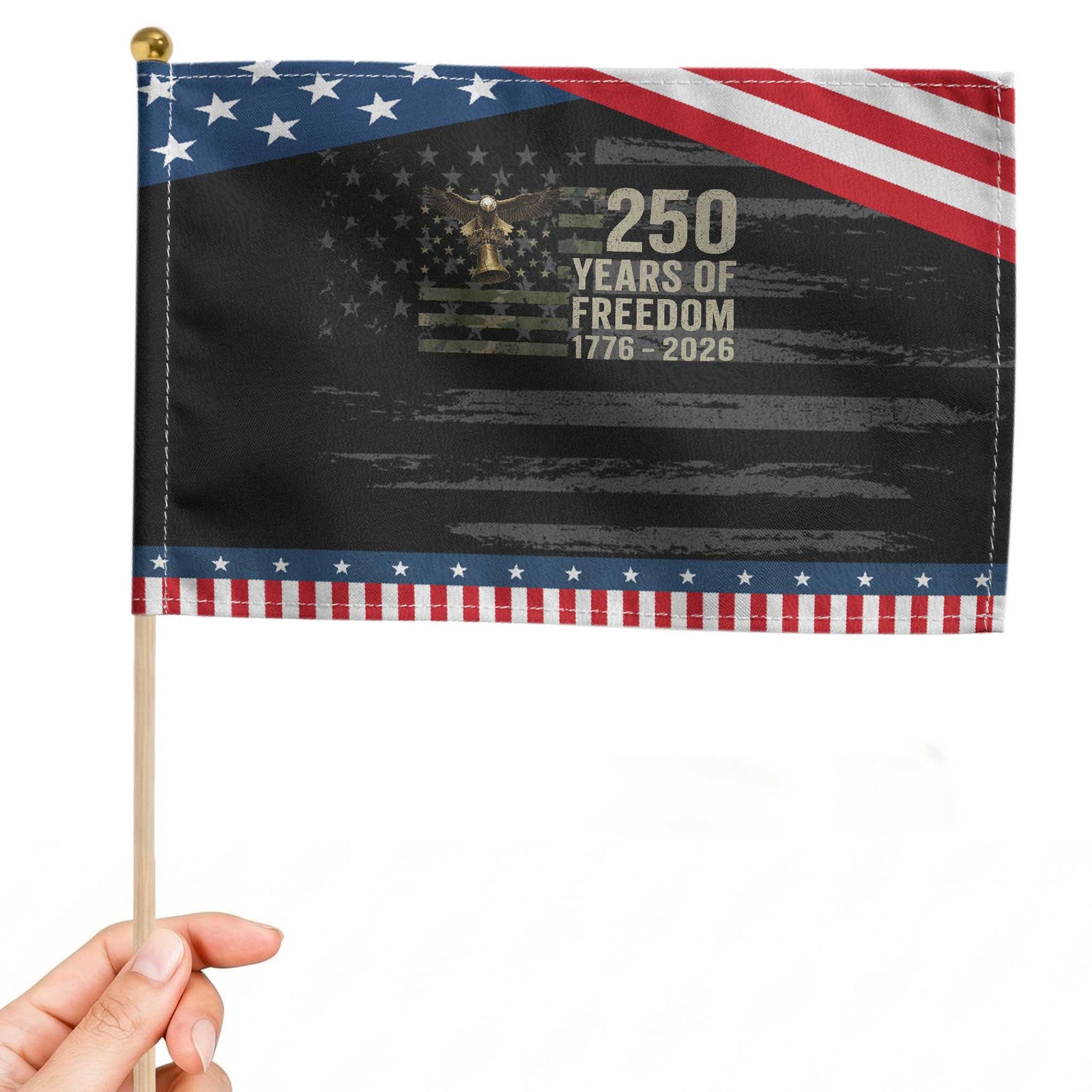 250th Anniversary Patriotic Handheld Flag 1776 2026 250 Years Birthday Patriotic Camouflage USA Flag TS10 Distressed 8.2