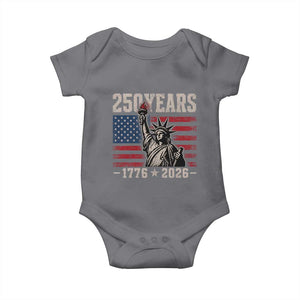 USA Independence 250th Anniversary Baby Onesie Patriotic Lady Liberty American Flag 250 Years 1776 2026 TS10 Charcoal Print Your Wear