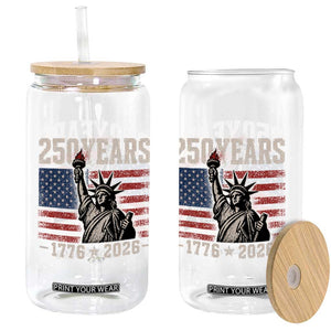 USA Independence 250th Anniversary Glass Can Patriotic Lady Liberty American Flag 250 Years 1776 2026 TS10 Print Your Wear