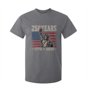 USA Independence 250th Anniversary T Shirt For Kid Patriotic Lady Liberty American Flag 250 Years 1776 2026 TS10 Charcoal Print Your Wear
