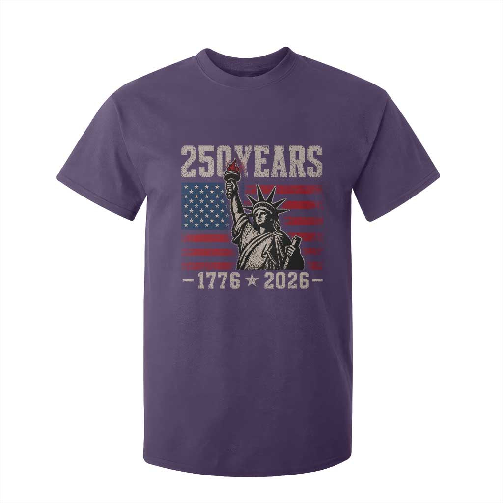 USA Independence 250th Anniversary T Shirt For Kid Patriotic Lady Liberty American Flag 250 Years 1776 2026 TS10 Purple Print Your Wear