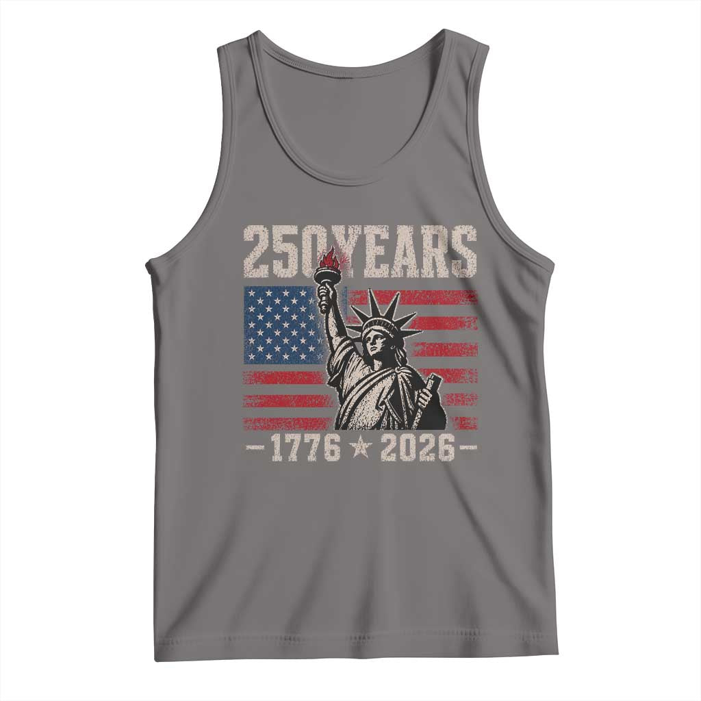 USA Independence 250th Anniversary Tank Top Patriotic Lady Liberty American Flag 250 Years 1776 2026 TS10 Deep Heather Print Your Wear