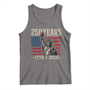 USA Independence 250th Anniversary Tank Top Patriotic Lady Liberty American Flag 250 Years 1776 2026 TS10 Deep Heather Print Your Wear