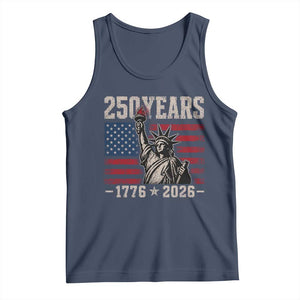 USA Independence 250th Anniversary Tank Top Patriotic Lady Liberty American Flag 250 Years 1776 2026 TS10 Navy Print Your Wear