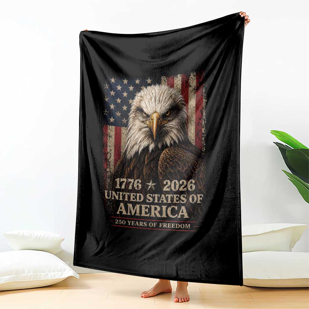 250 Anniversary USA Flag Throw Blanket Vintage Bald Eagle Patriotic 1776 2026 250 Years Birthday TS10 Print Your Wear