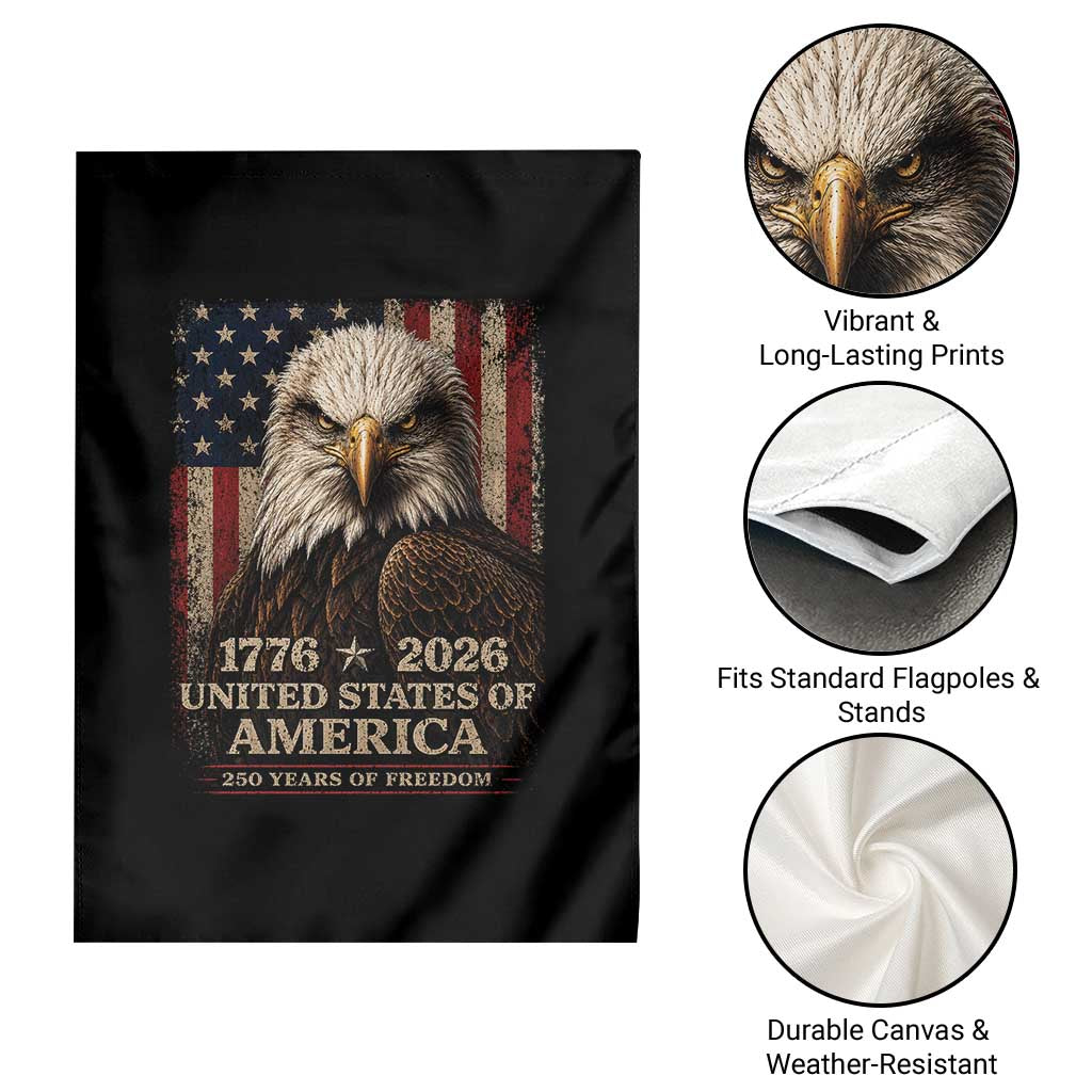 250 Anniversary USA Flag Garden Flag Vintage Bald Eagle Patriotic 1776 2026 250 Years Birthday TS10 Print Your Wear
