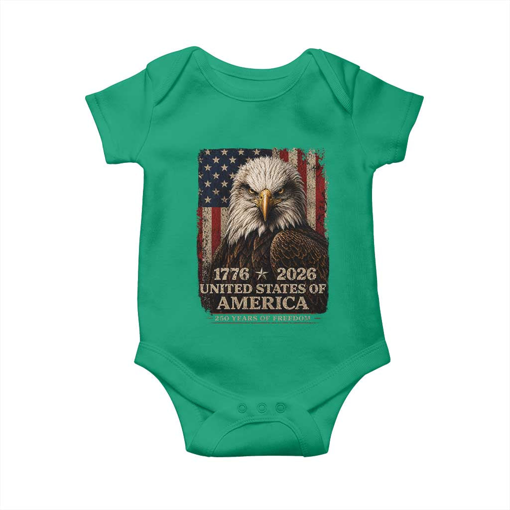 250 Anniversary USA Flag Baby Onesie Vintage Bald Eagle Patriotic 1776 2026 250 Years Birthday TS10 Irish Green Print Your Wear