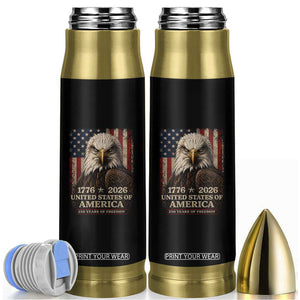 250 Anniversary USA Flag Bullet Tumbler Vintage Bald Eagle Patriotic 1776 2026 250 Years Birthday TS10 Black Print Your Wear