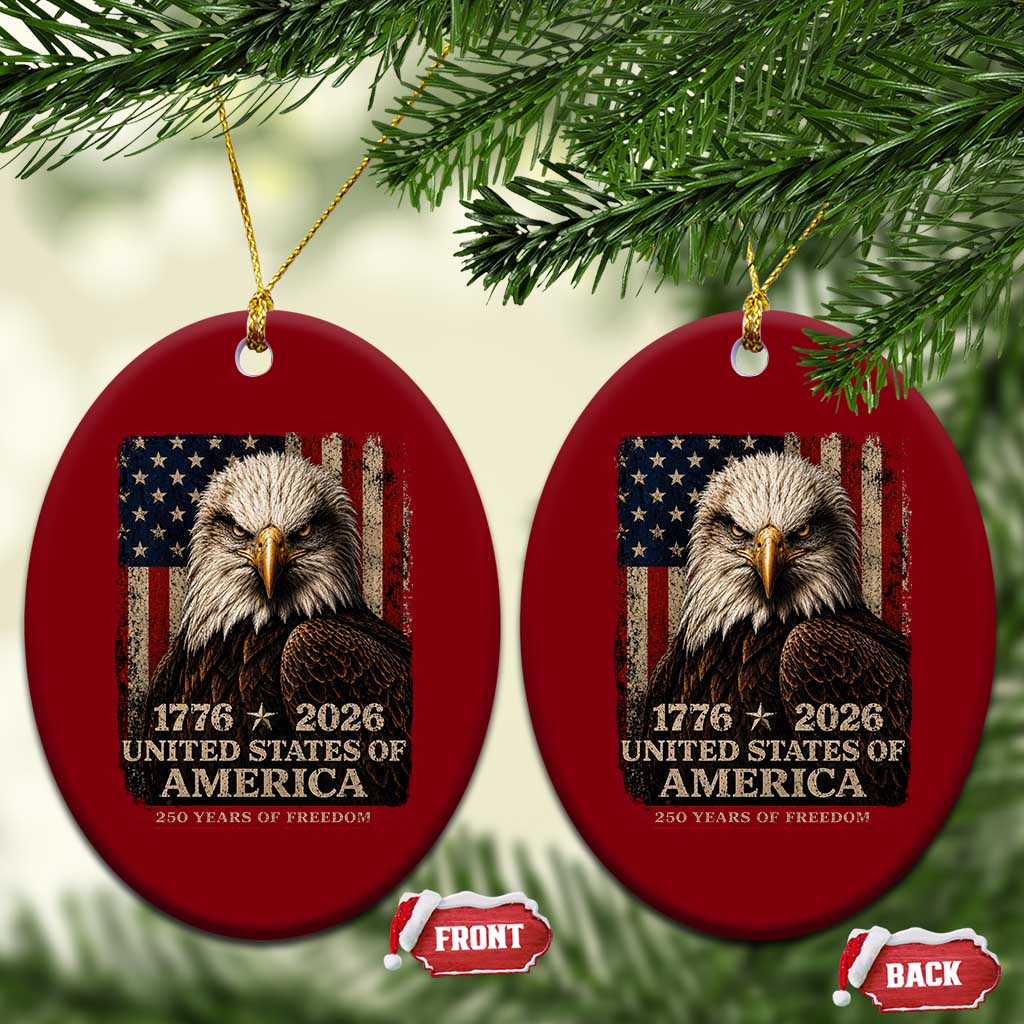 250 Anniversary USA Flag Ceramic Ornament Vintage Bald Eagle Patriotic 1776 2026 250 Years Birthday TS10 Print Your Wear