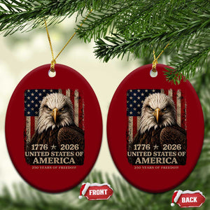 250 Anniversary USA Flag Ceramic Ornament Vintage Bald Eagle Patriotic 1776 2026 250 Years Birthday TS10 Print Your Wear