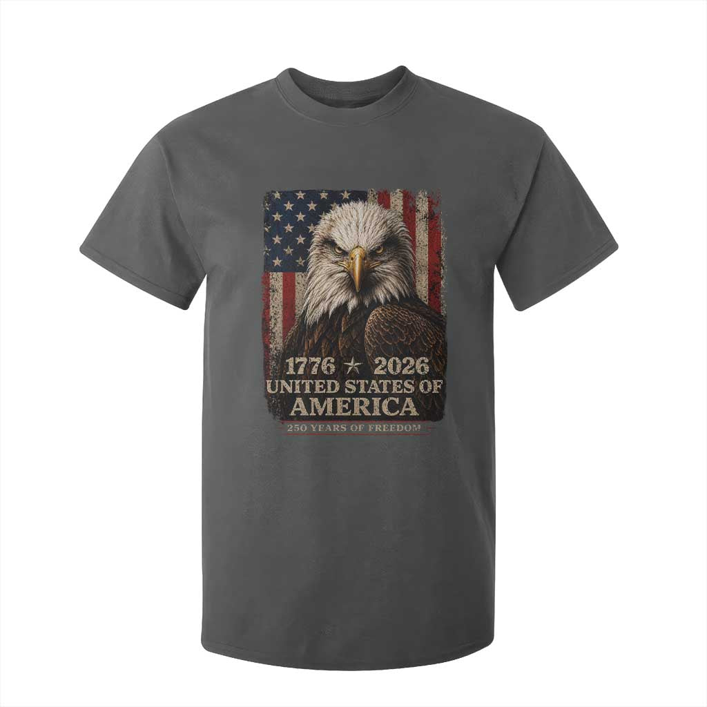 250 Anniversary USA Flag T Shirt For Kid Vintage Bald Eagle Patriotic 1776 2026 250 Years Birthday TS10 Dark Heather Print Your Wear