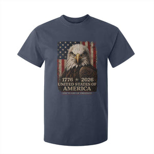 250 Anniversary USA Flag T Shirt For Kid Vintage Bald Eagle Patriotic 1776 2026 250 Years Birthday TS10 Navy Print Your Wear