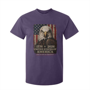 250 Anniversary USA Flag T Shirt For Kid Vintage Bald Eagle Patriotic 1776 2026 250 Years Birthday TS10 Purple Print Your Wear