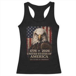 250 Anniversary USA Flag Racerback Tank Top Vintage Bald Eagle Patriotic 1776 2026 250 Years Birthday TS10 Black Print Your Wear