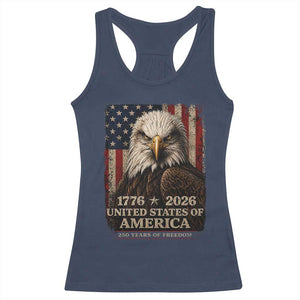 250 Anniversary USA Flag Racerback Tank Top Vintage Bald Eagle Patriotic 1776 2026 250 Years Birthday TS10 Navy Print Your Wear