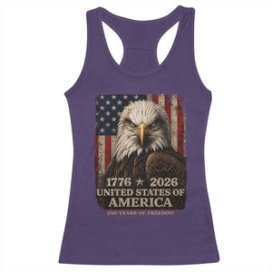 250 Anniversary USA Flag Racerback Tank Top Vintage Bald Eagle Patriotic 1776 2026 250 Years Birthday TS10 Purple Print Your Wear