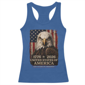 250 Anniversary USA Flag Racerback Tank Top Vintage Bald Eagle Patriotic 1776 2026 250 Years Birthday TS10 Royal Blue Print Your Wear