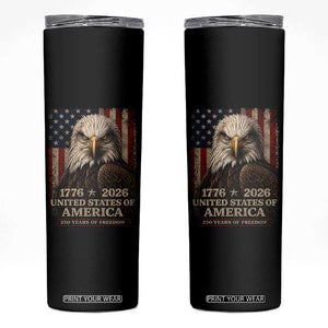 250 Anniversary USA Flag Skinny Tumbler Vintage Bald Eagle Patriotic 1776 2026 250 Years Birthday TS10 Black Print Your Wear